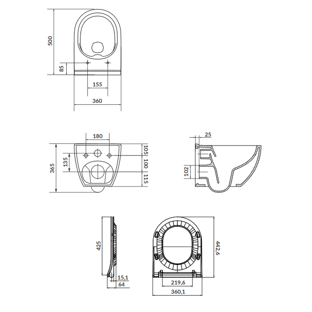 Set vas wc suspendat Zen CleanOn cu capac soft close, rezervor incastrat si clapeta crom lucios Opti [3]