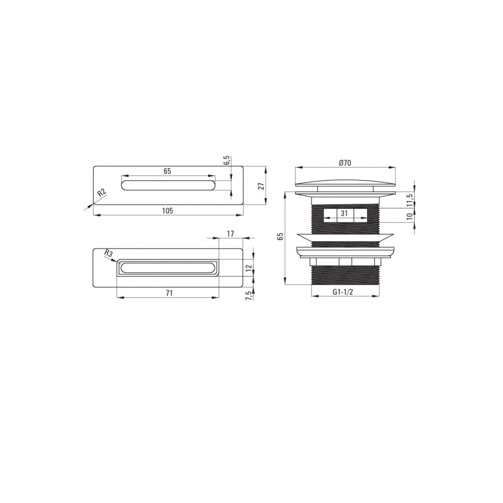 Set ventil click-clack si preaplin pentru cada auriu lucios Deante [4]