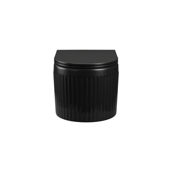 Set wc suspendat cu riflaje 3D negru mat, tornado cu capac softclose inclus, GLAMOUR Invena [2]