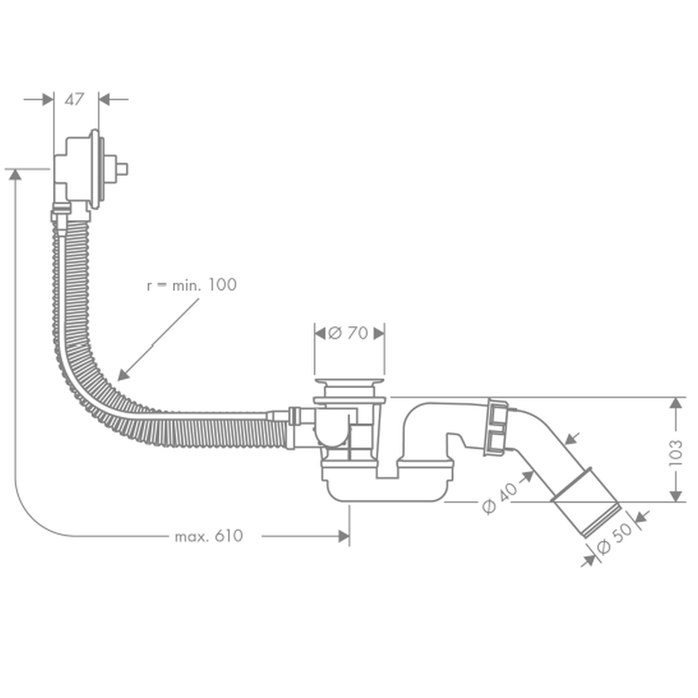 Sifon cada baie cu preaplin Hansgrohe Flexaplus 58140180 [2]