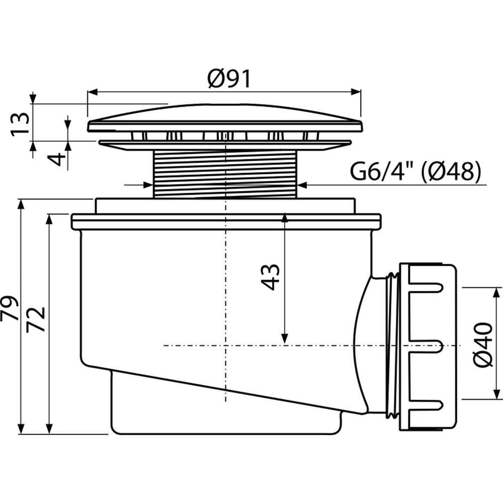 Sifon cadita cu ventil alb Ø91 mm Alcadrain A47B-60 [2]