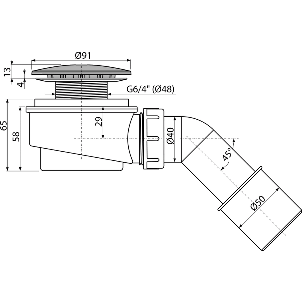 Sifon cadita cu ventil si capac Ø91 mm Alcadrain A471CR-60 [2]