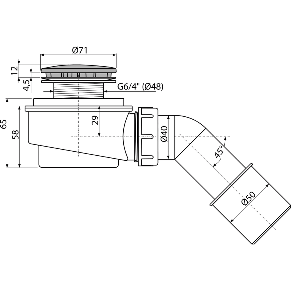 Sifon cadita cu ventil si capac Ø71 mm Alcadrain A471CR-50 [2]