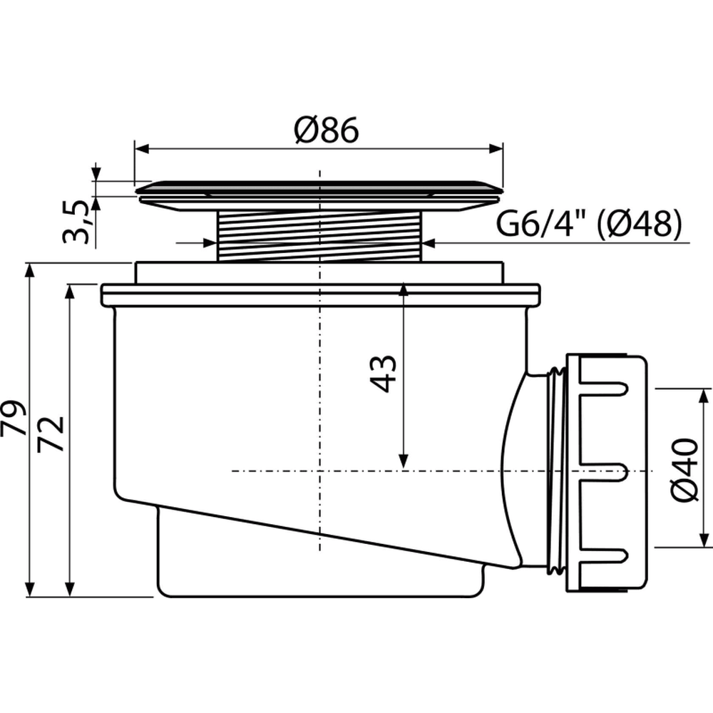 Sifon cadita cu ventil si sita otel Ø86 mm Alcadrain A46-60 [2]