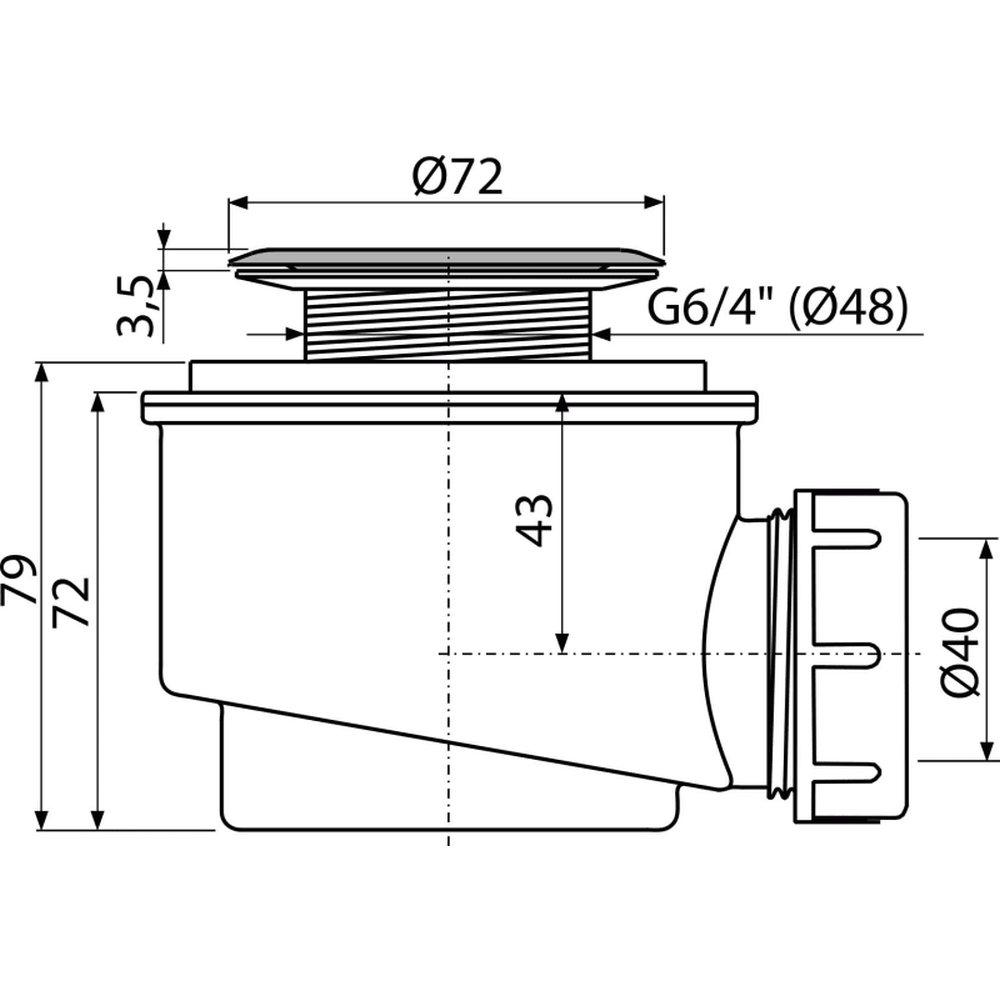 Sifon cadita cu ventil si sita otel Ø72 mm Alcadrain A46-50 [2]