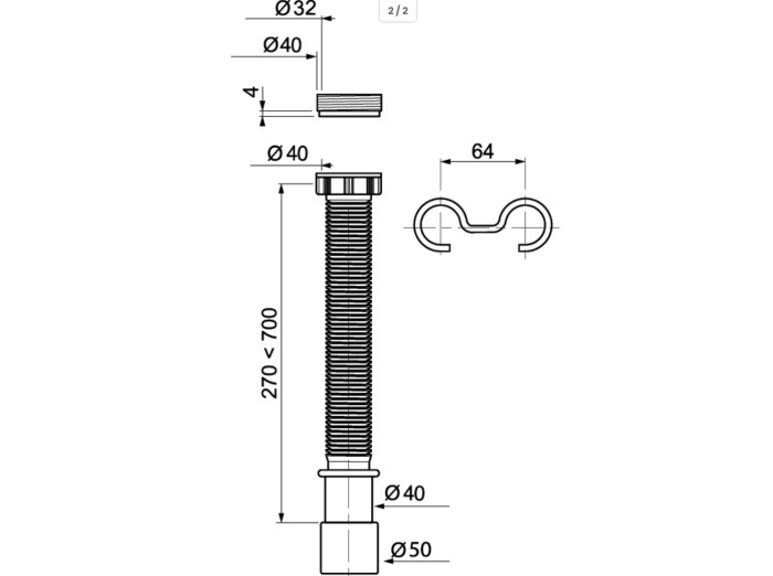 Racord evacuare extensibil Wirquin PRO D40/50 alb [2]