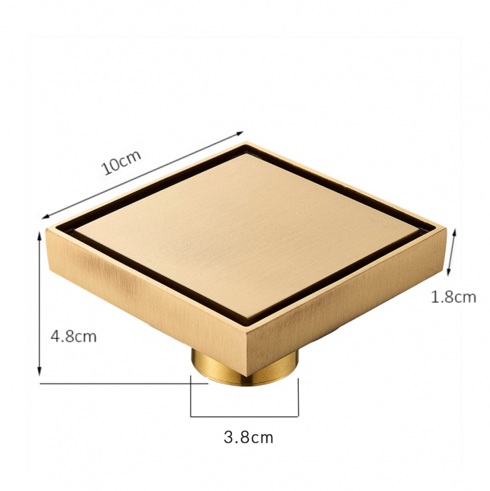 Sifon pardoseala antimiros cu capac auriu nichelat faiantabil reversibil, iesire verticala, diametru 10 cm [8]