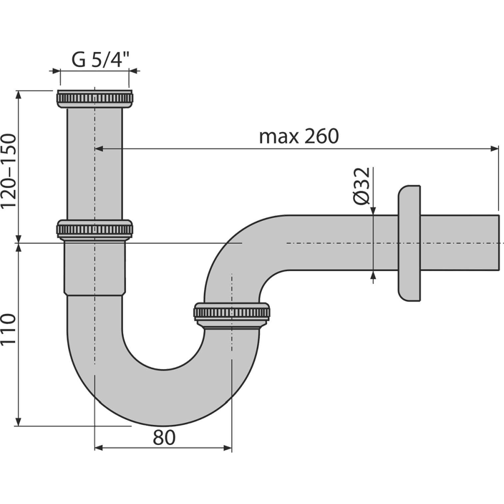 Sifon lavoar tip U cu piulita Alcadrain A4320 [2]