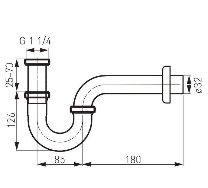 Sifon lavoar tubular, din alama G1 1/4 x 32 mm, nichel periat, FDesign Kleome [2]