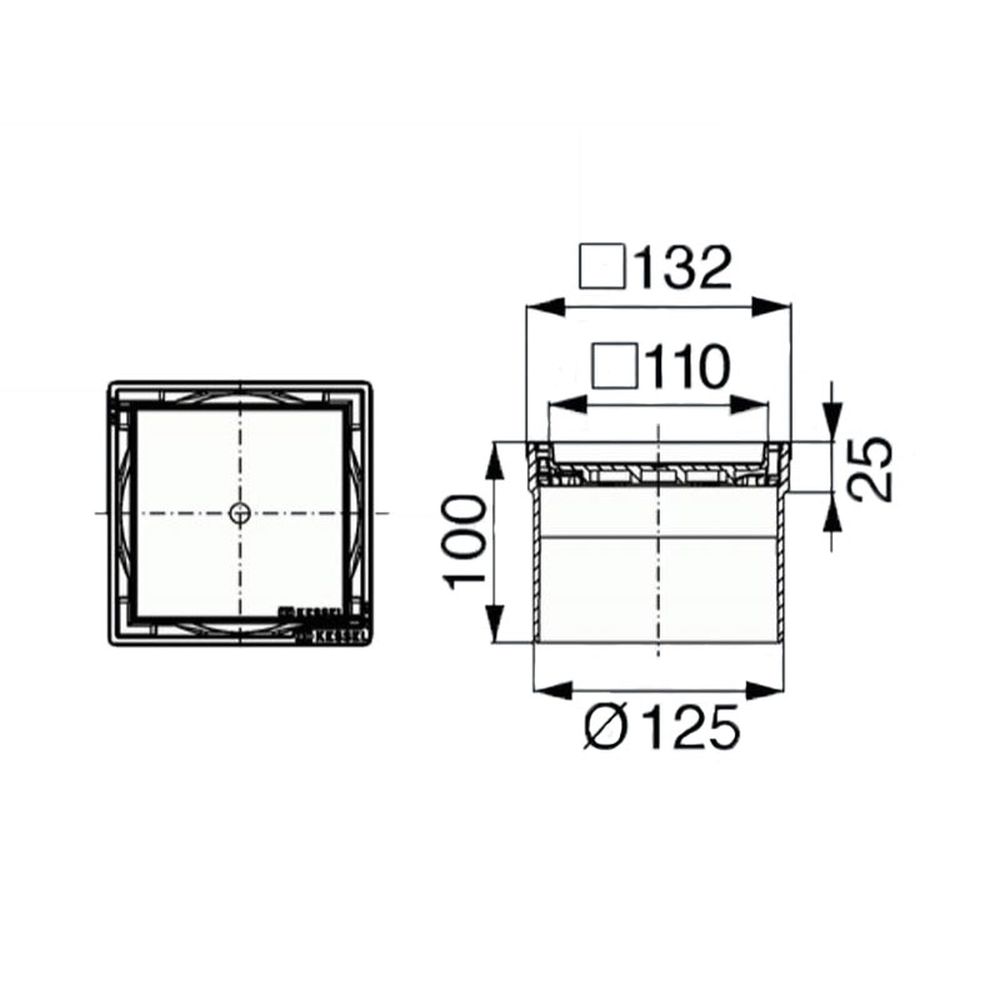 Sifon pardoseala baie cu margini inox Kessel, System 125 [2]