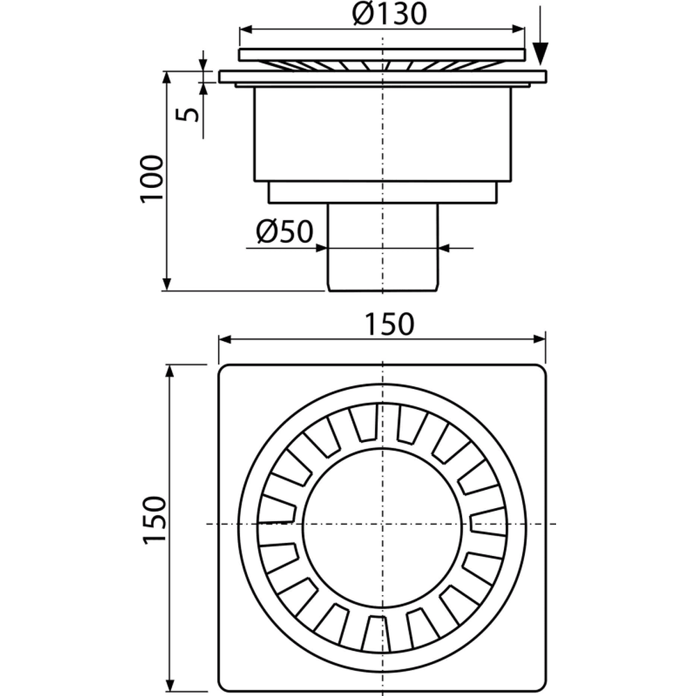 Sifon pardoseala cu gratar plastic alb, iesire verticala Alcadrain APV16 [2]