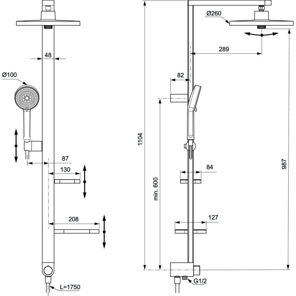 Coloana de dus Ideal Standard Alu+ argintiu mat [8]