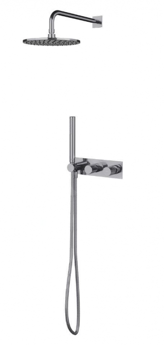 Set de duș cu baterie încastrată, corp incastrat, diametru 25 cm, crom, monocomanda Omnires Contour [1]