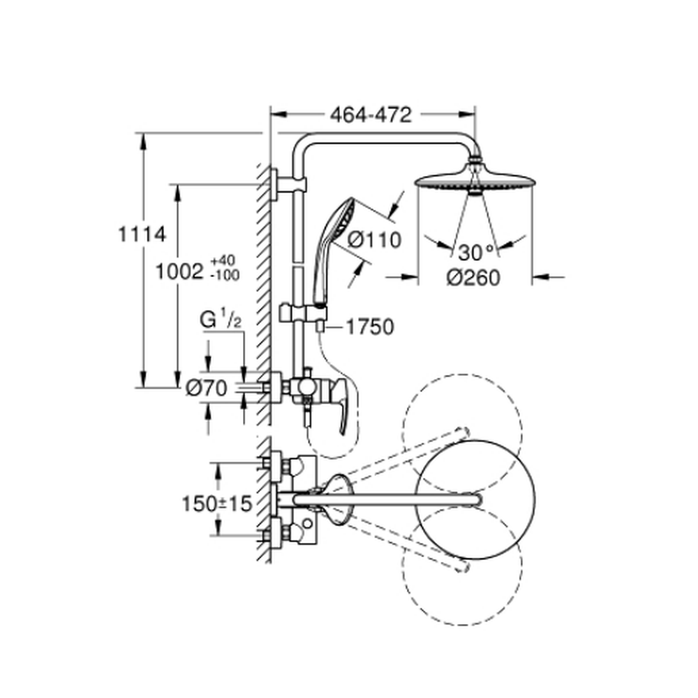 Coloana de dus crom cu baterie monocomanda Grohe Euphoria System 260 [3]