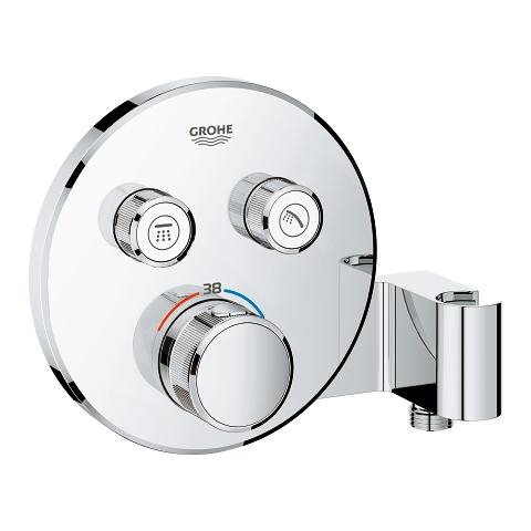 Set dus incastrat crom lucios cu baterie termostatata, palarie rotunda, Grohe Grohtherm SmartControl [4]