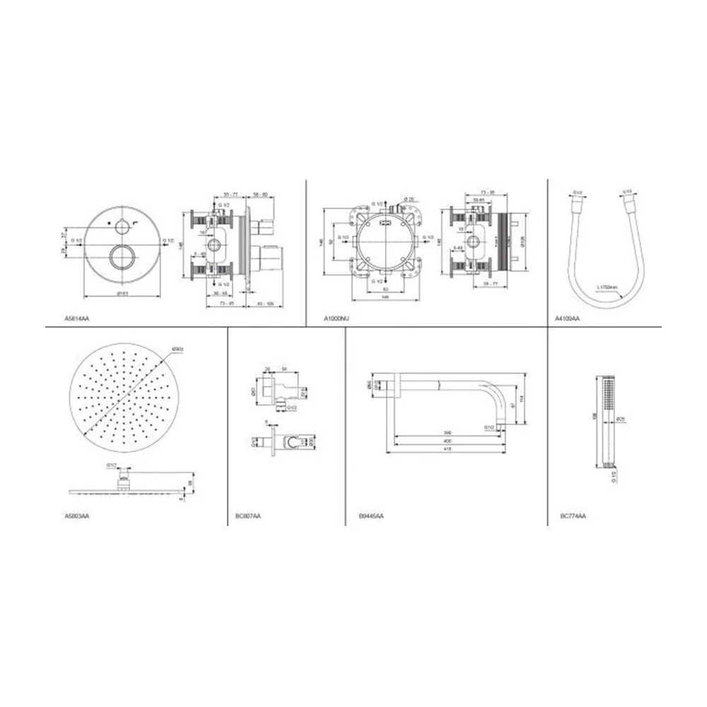 Sistem de dus incastrat, corp incastrat inclus, Ideal Standard Ceratherm T100 [9]