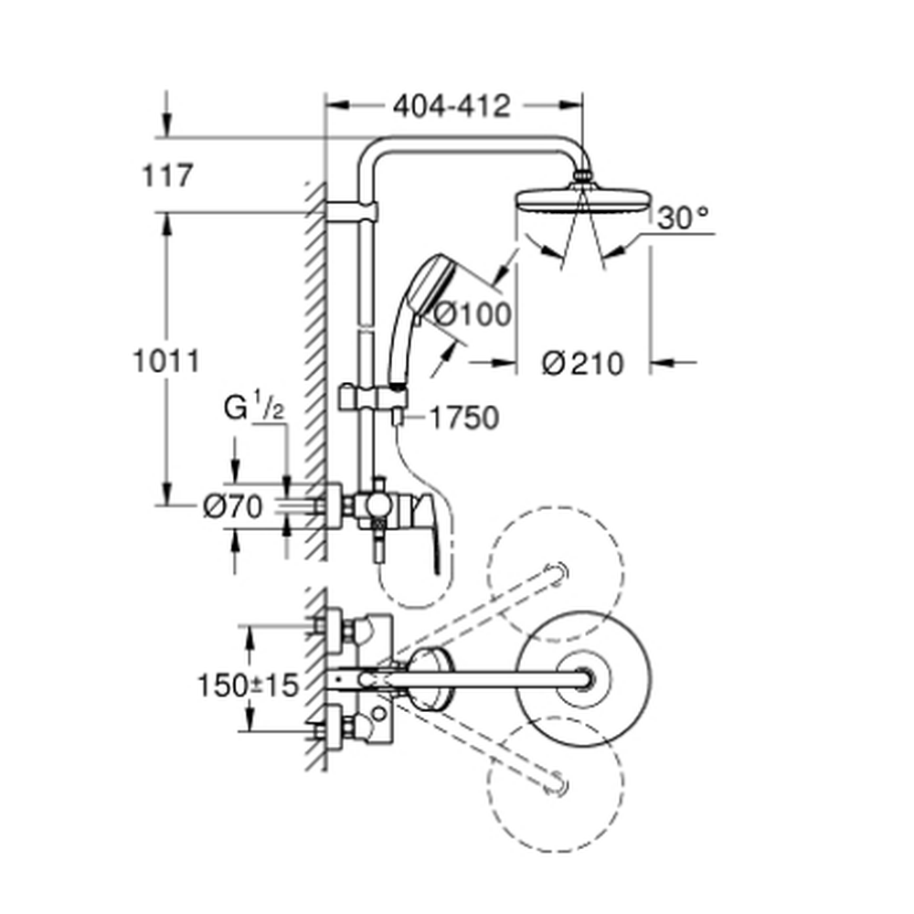 Coloana de dus crom cu baterie monocomanda Grohe Tempesta Cosmopolitan 210 [2]