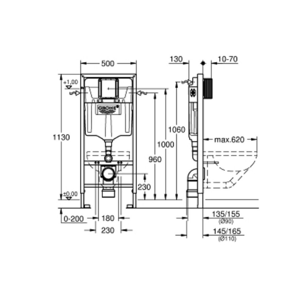 Rezervor wc incastrat cu actionare pneumatica Grohe Rapid SL [2]