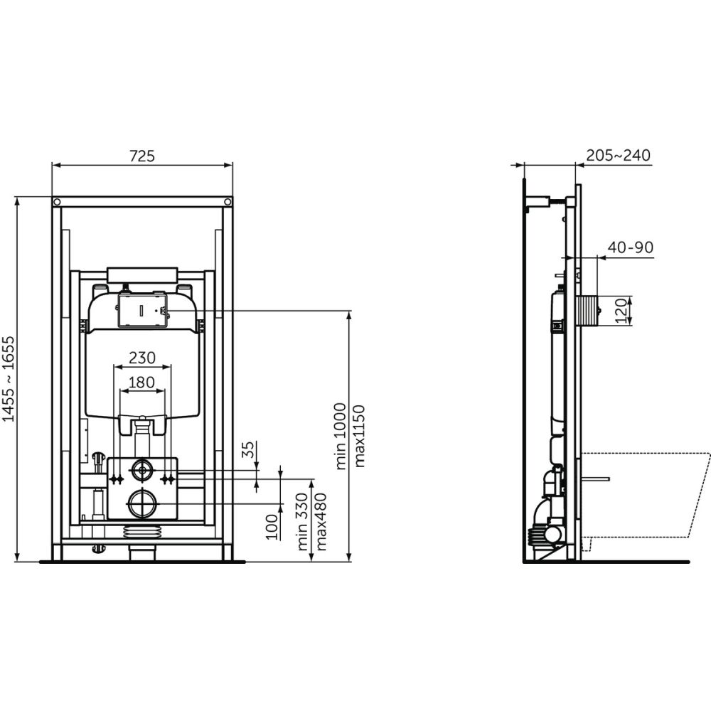Rezervor wc incastrat cu cadru Easy Move pentru persoane cu dizabilitati Ideal Standard ProSys Comfort 80 [7]