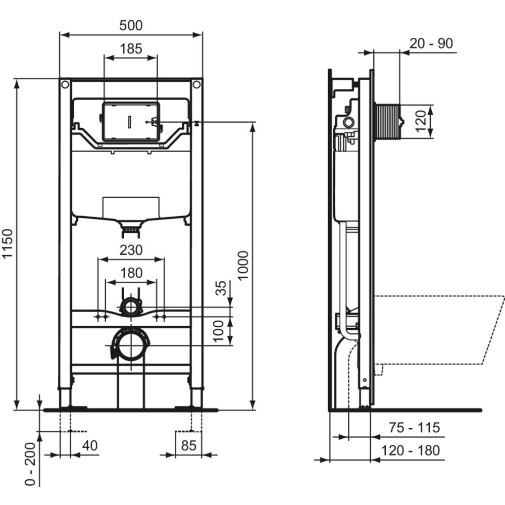Rezervor wc incastrat Ideal Standard Prosys 120P, pneumatic [4]