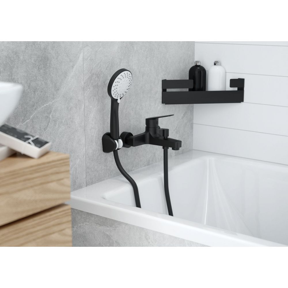 Suport accesorii cada sau dus pe colt negru mat Deante Mokko [3]