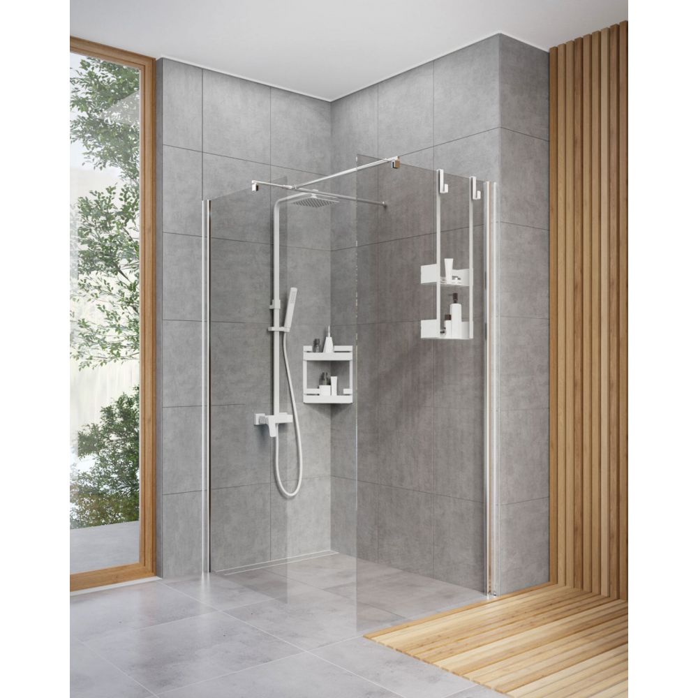 Suport accesorii dus pe colt alb mat cu 2 rafturi Deante Mokko [2]
