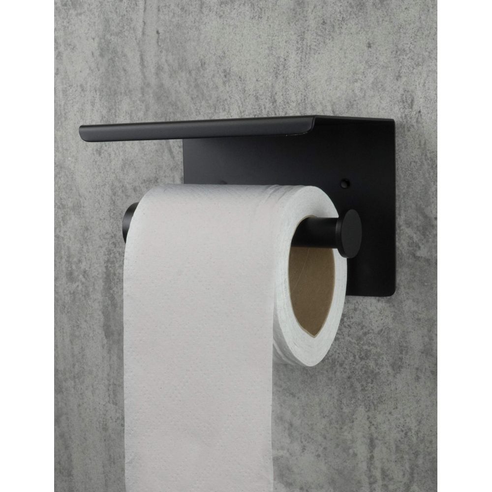 Suport hartie igienica cu raft culoare negru mat Deante Round [2]