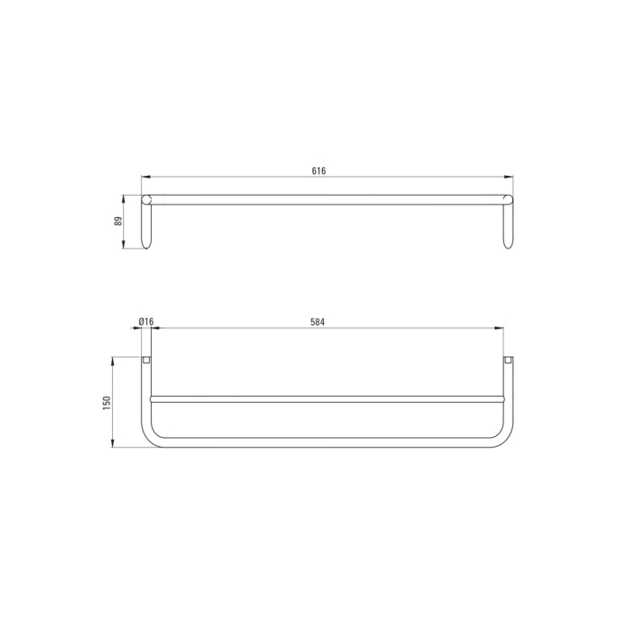 Suport prosop baie, dublu, alb mat, 61.6 cm, Deante Silia [2]