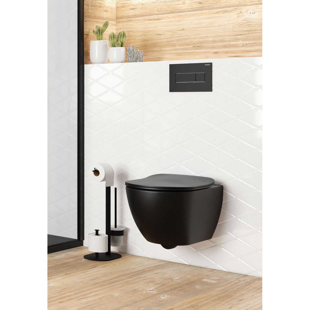 Suport perie wc multifunctional negru mat, Deante Round [2]