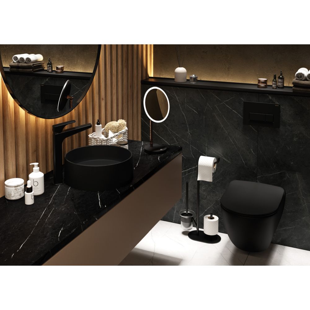 Suport perie wc multifunctional negru mat Deante Silia [2]
