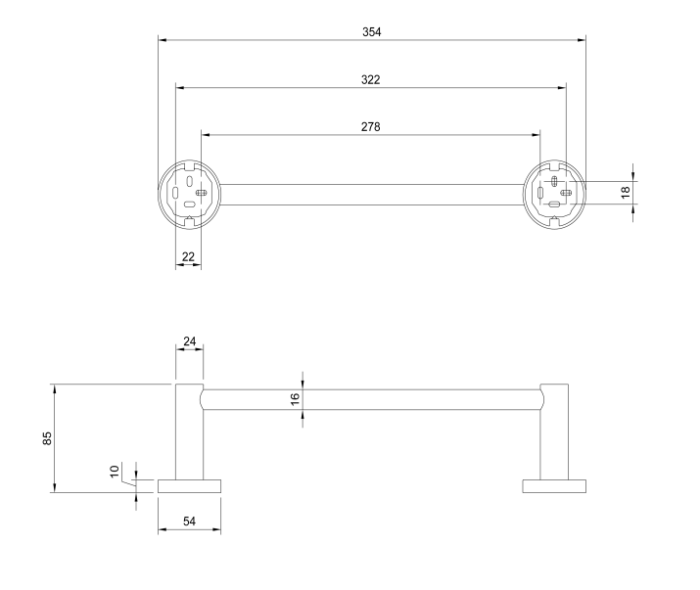 Suport prosop 366 mm, crom lucios, Villeroy & Boch Elements - Tender [2]