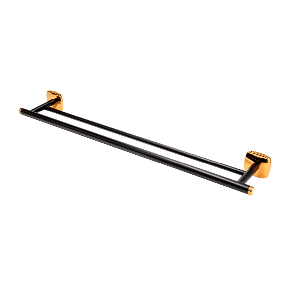 Suport prosop baie dublu FDesign Merida, 60 cm, negru mat/rose gold lucios [3]