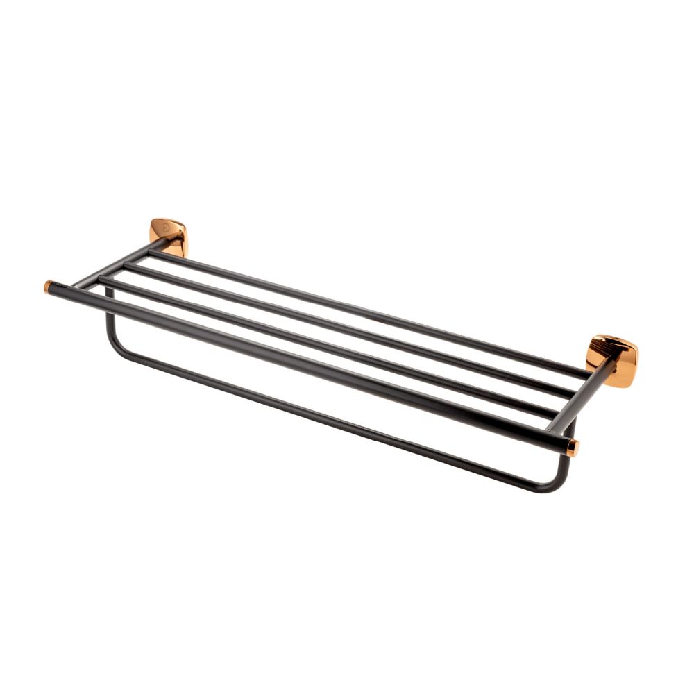 Suport prosop baie FDesign Merida, 58 cm, negru mat/rose gold lucios [3]