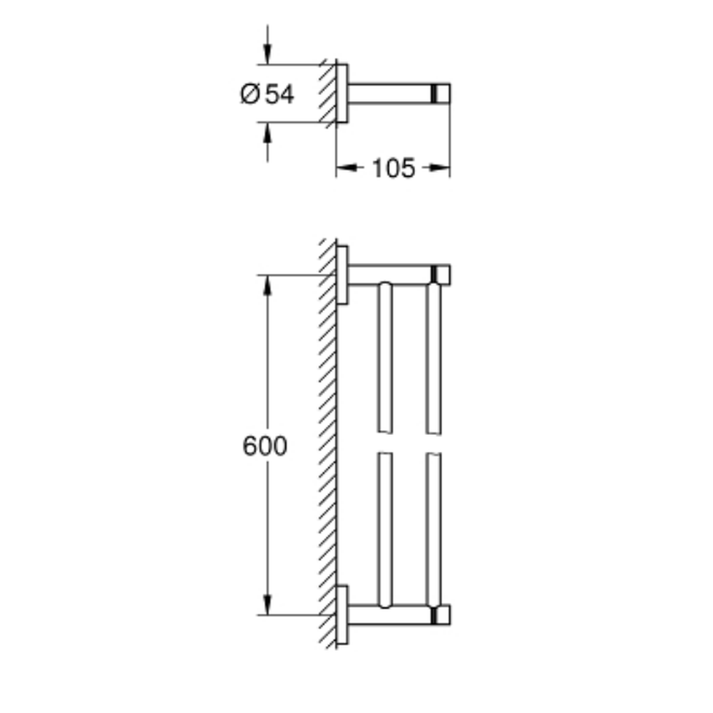Suport prosop baie dublu Grohe Essentials 60 cm crom lucios [2]