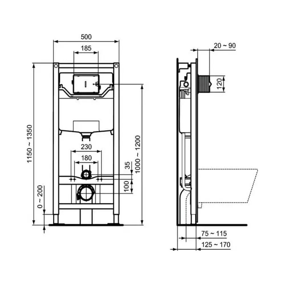 Set vas wc suspendat Ideal Standard Tesi AquaBlade cu capac soft close, rezervor incastrat si clapeta crom lucios [3]