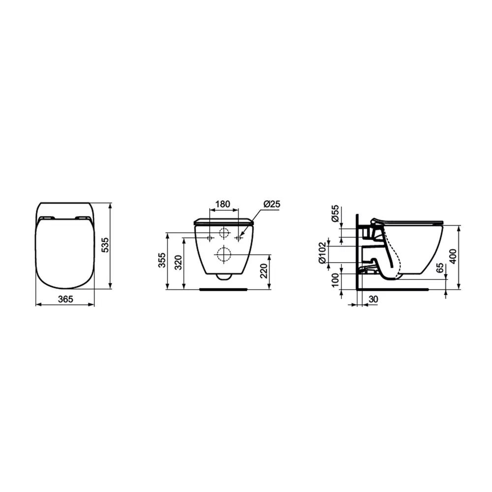 Set vas wc suspendat Ideal Standard Tesi AquaBlade cu capac soft close, rezervor incastrat si clapeta crom lucios [2]