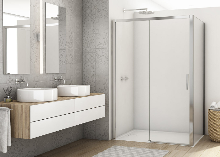 Cabina dus crom 100x100 cm, usa culisanta, grosime sticla 6 mm, tratament anticalcar, Ronal Divera [2]