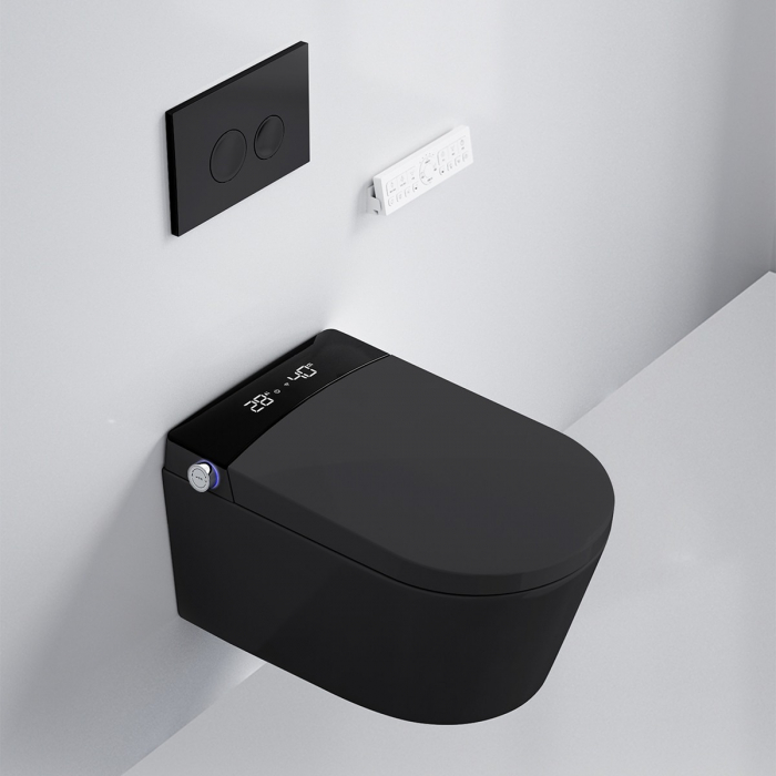 Toaleta inteligenta suspendata negru cu functie bideu,capac soft close inclus, incalzire colac Smart Foglia [3]