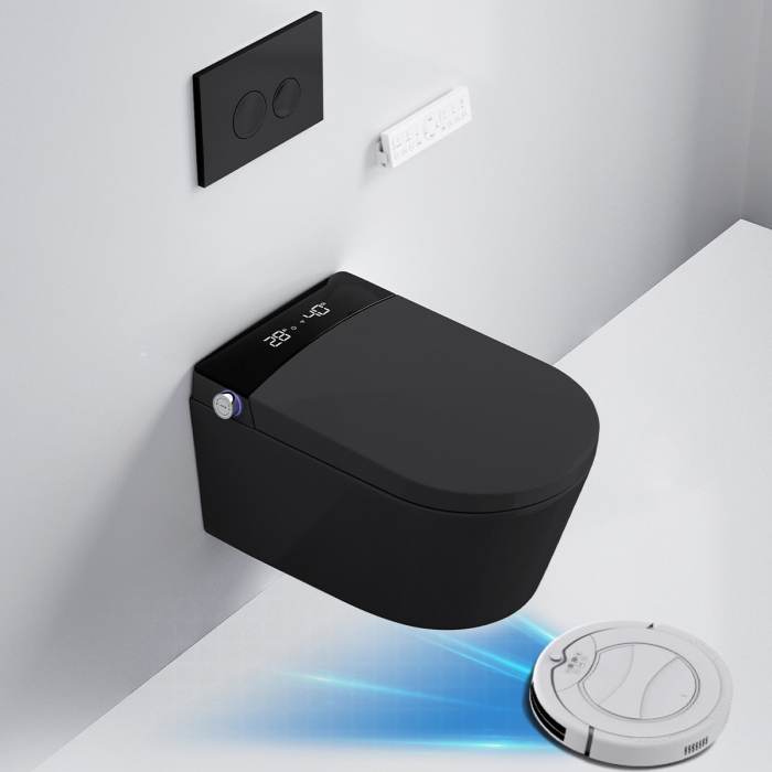 Toaleta inteligenta suspendata negru cu functie bideu,capac soft close inclus, incalzire colac Smart Foglia [4]