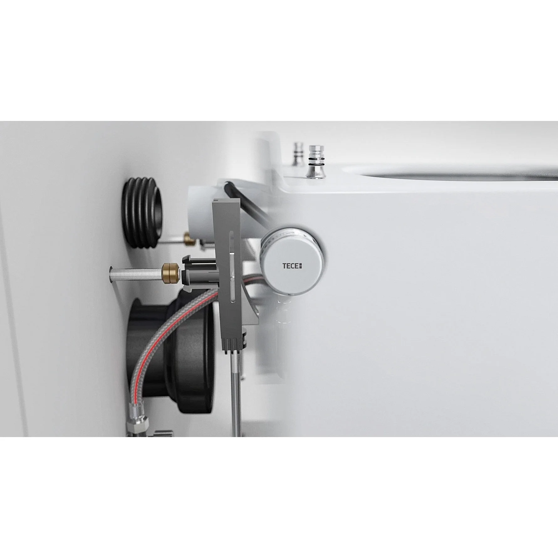 Toaletă suspendată TECEone cu funcție de bideu, apă calda/rece, Rimless, alb 9700200 [10]