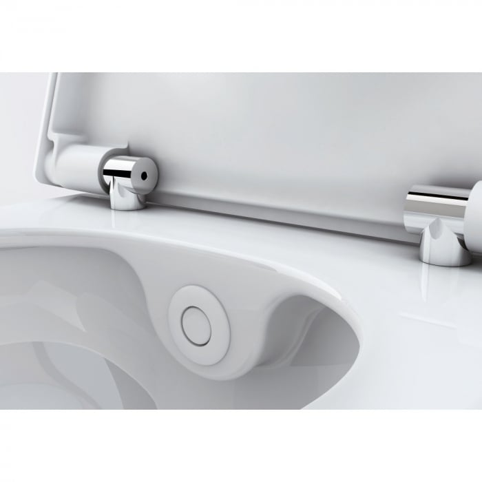 Toaletă suspendată TECEone cu funcție de bideu, apă rece, Rimless, alb si capac inclus [3]
