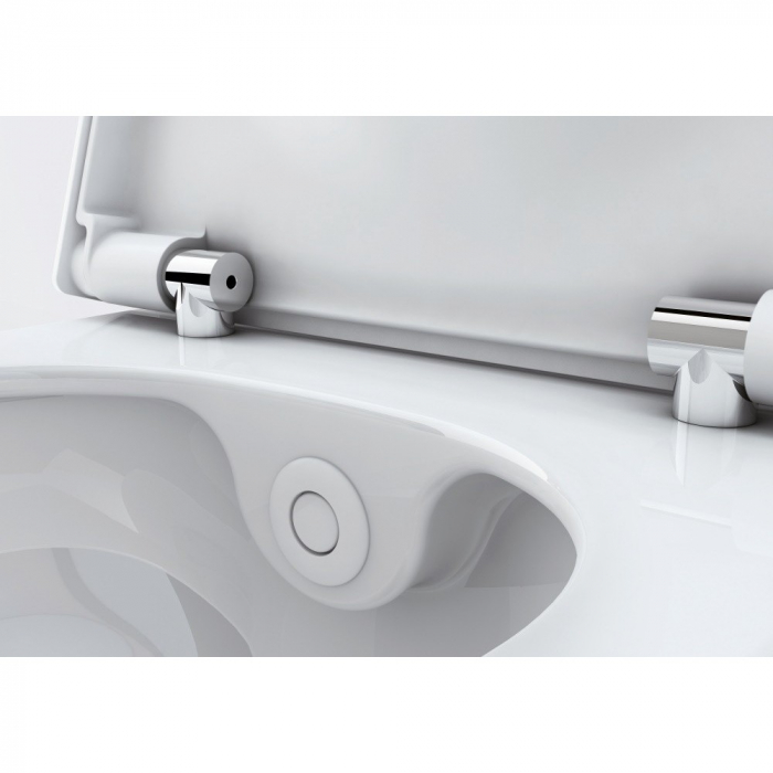 Toaletă suspendată TECEone cu funcție de bideu, apă cada/rece, Rimless, alb si capac inclus [10]