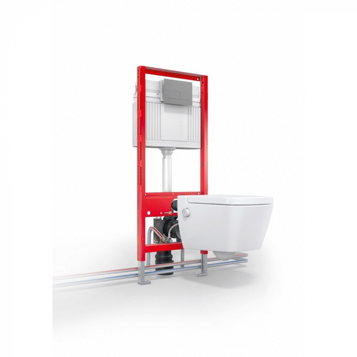 Toaletă suspendată TECEone cu funcție de bideu, apă cada/rece, Rimless, alb si capac inclus [2]