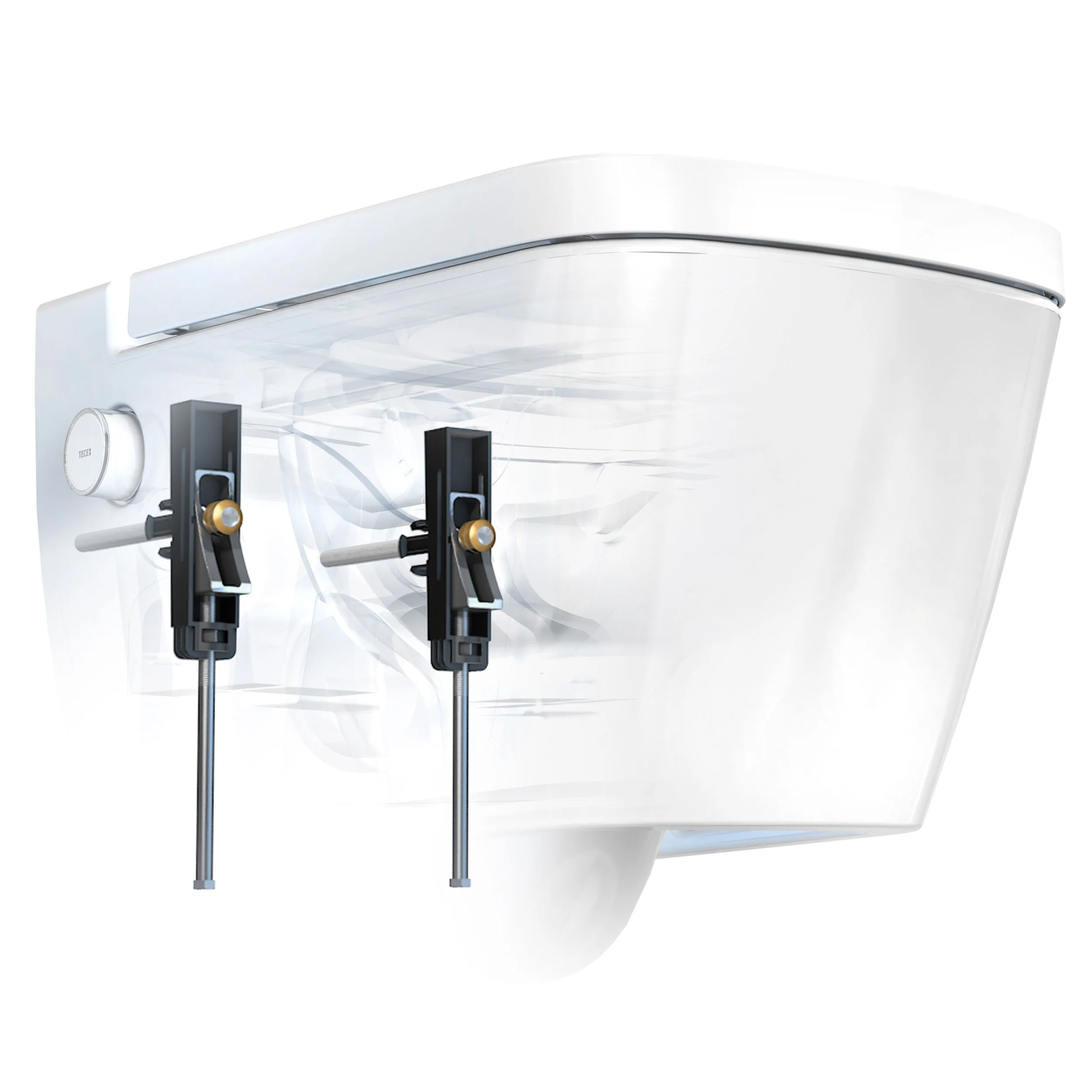 Toaletă suspendată TECEone cu funcție de bideu, apă cada/rece, Rimless, alb si capac inclus [5]