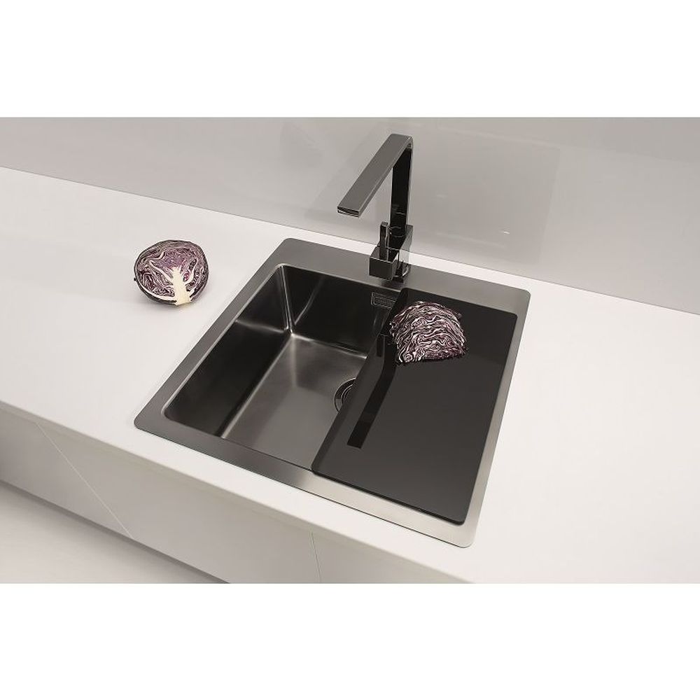 Tocator sticla neagra pentru chiuveta bucatarie Alveus [2]