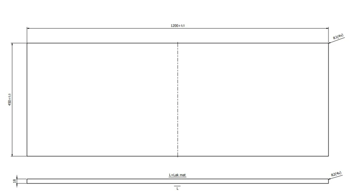 Blat pentru mobilier baie 120 cm, fiord mat, Cersanit Tirso [2]