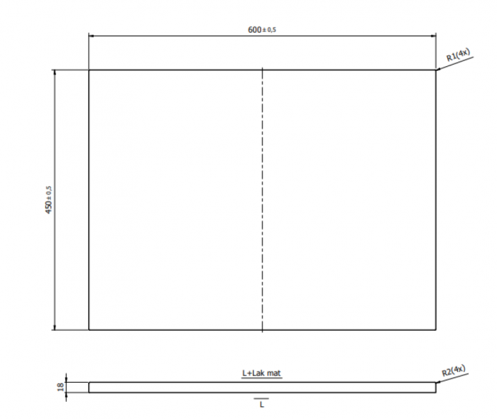 Blat pentru mobilier baie 60 cm, casmir mat, Cersanit Tirso [2]