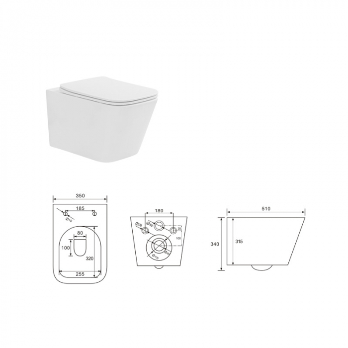 Set vas wc suspendat cu spalare Tornado Flush, capac soft close si quick release, alb, Fluminia [4]