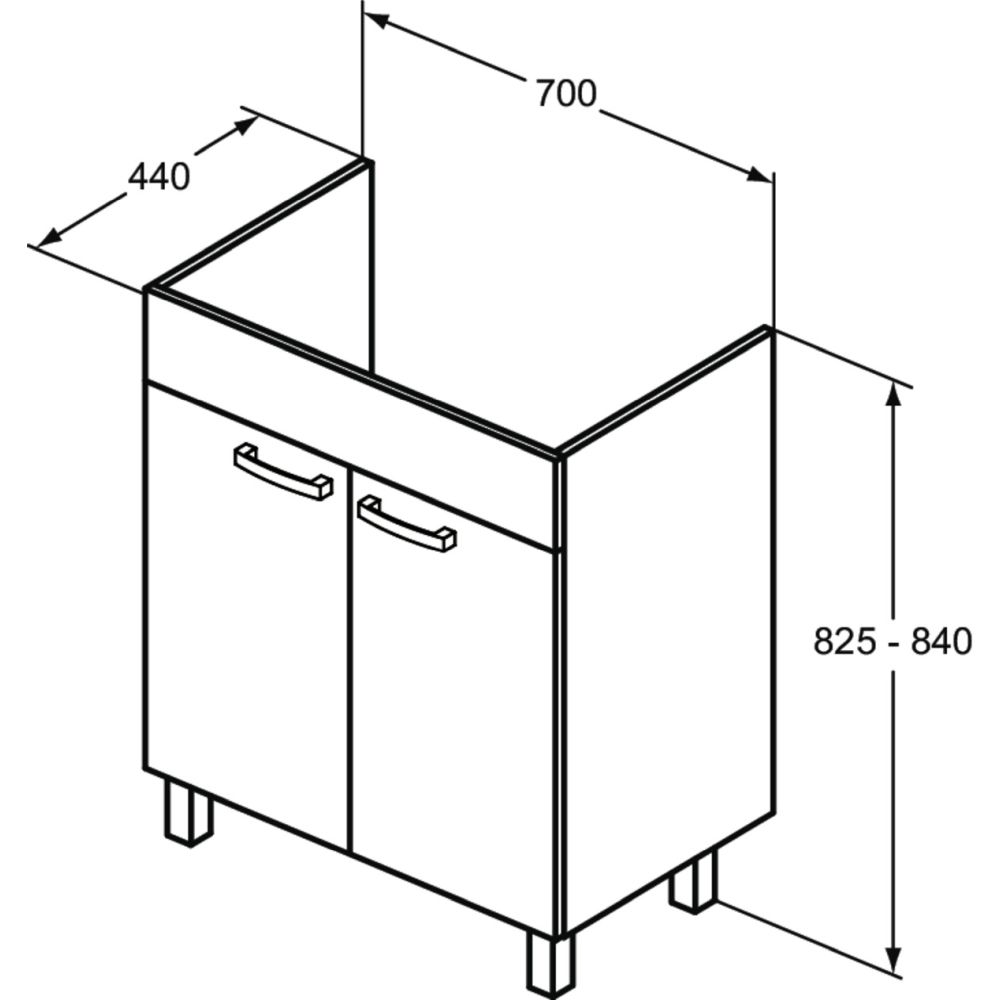 Dulap baie cu picioare Ideal Standard Tempo pentru lavoar, 70 cm, alb lucios [3]