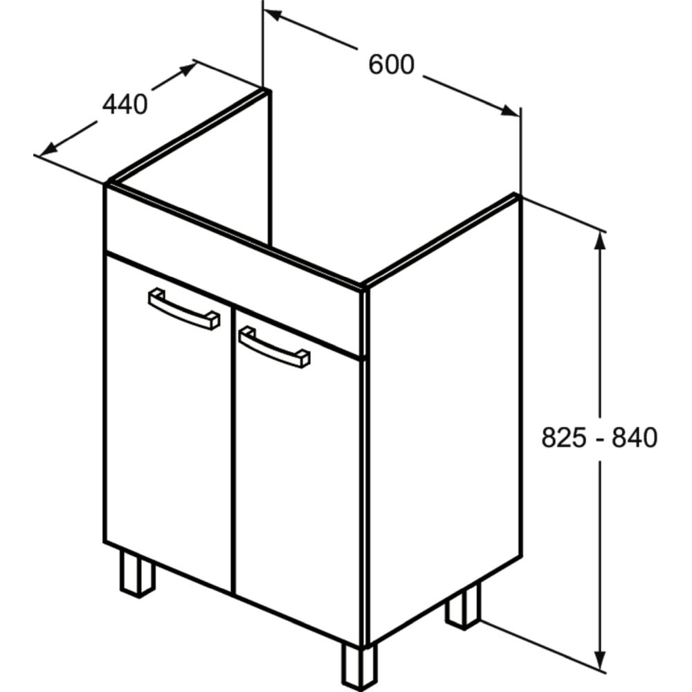 Dulap baie cu picioare Ideal Standard Tempo pentru lavoar, 60 cm, gri lucios [2]